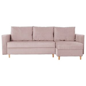 Угловой диван "Ванкувер", механизм еврокнижка, угол универсальный, велюр, цвет бежевый