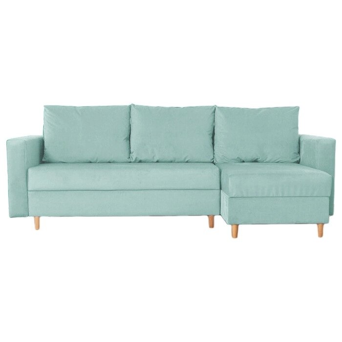 Угловой диван "Ванкувер", механизм еврокнижка, угол универсальный, велюр, цвет бирюзовый от компании Интернет-гипермаркет «MALL24» - фото 1