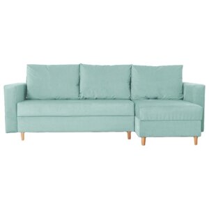 Угловой диван "Ванкувер", механизм еврокнижка, угол универсальный, велюр, цвет бирюзовый