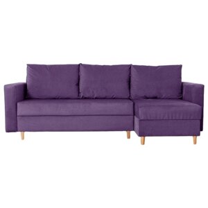 Угловой диван "Ванкувер", механизм еврокнижка, угол универсальный, велюр, цвет фиолетовый