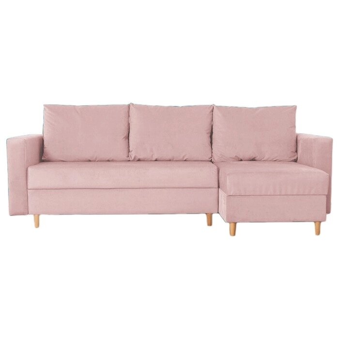 Угловой диван "Ванкувер", механизм еврокнижка, угол универсальный, велюр, цвет розовый от компании Интернет-гипермаркет «MALL24» - фото 1