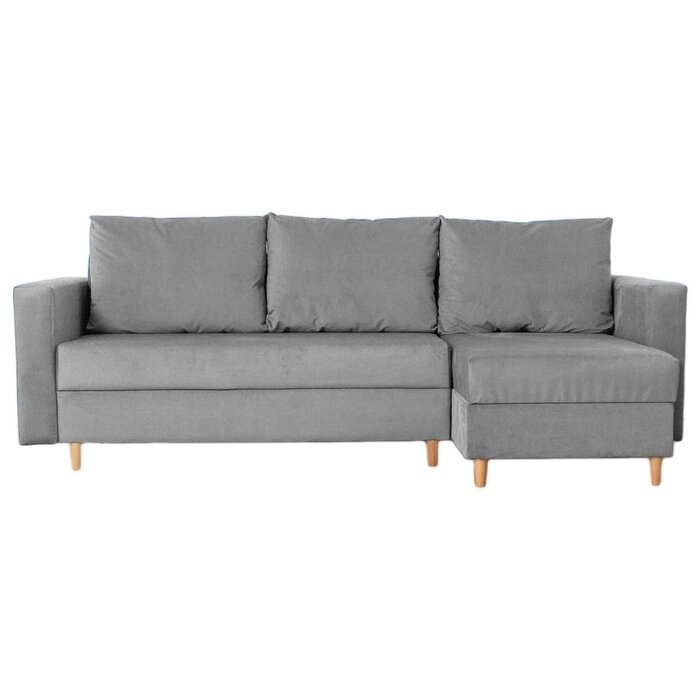 Угловой диван "Ванкувер", механизм еврокнижка, угол универсальный, велюр, цвет серый от компании Интернет-гипермаркет «MALL24» - фото 1