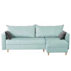 Угловой диван "Венеция", механизм еврокнижка, угол универсальный, велюр, цвет бирюзовый