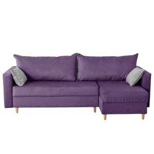 Угловой диван "Венеция", механизм еврокнижка, угол универсальный, велюр, цвет фиолетовый