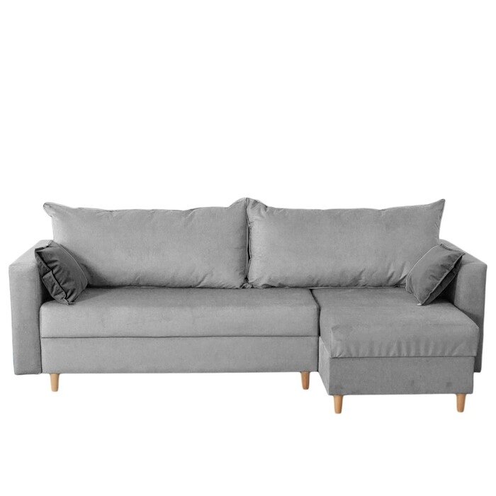 Угловой диван "Венеция", механизм еврокнижка, угол универсальный, велюр, цвет серый от компании Интернет-гипермаркет «MALL24» - фото 1