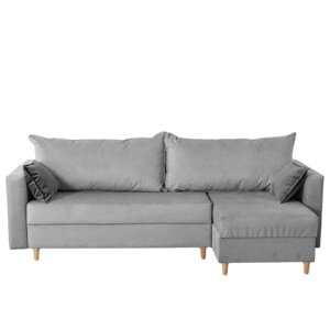Угловой диван "Венеция", механизм еврокнижка, угол универсальный, велюр, цвет серый
