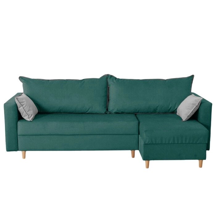Угловой диван "Венеция", механизм еврокнижка, угол универсальный, велюр, цвет зелёный от компании Интернет-гипермаркет «MALL24» - фото 1