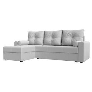 Угловой диван "Верона Лайт", еврокнижка, левый угол, экокожа белый