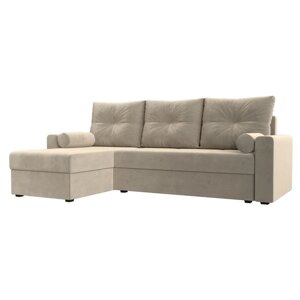 Угловой диван "Верона Лайт", еврокнижка, левый угол, микровельвет, цвет бежевый
