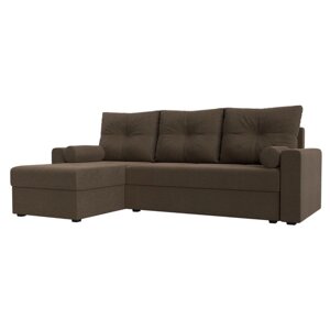 Угловой диван "Верона Лайт", еврокнижка, левый угол, рогожка, цвет коричневый