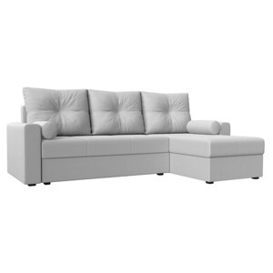 Угловой диван "Верона Лайт", еврокнижка, правый угол, экокожа белый