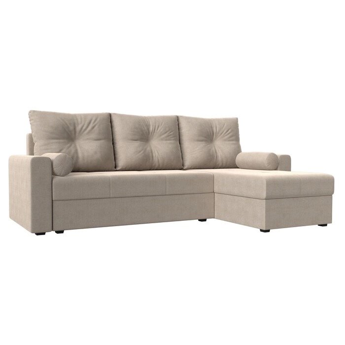 Угловой диван "Верона Лайт", еврокнижка, правый угол, рогожка, цвет бежевый от компании Интернет-гипермаркет «MALL24» - фото 1