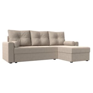 Угловой диван "Верона Лайт", еврокнижка, правый угол, рогожка, цвет бежевый