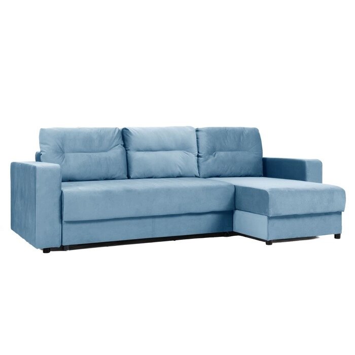 Угловой диван "Виват", механизм еврокнижка, универсальный, велюр, цвет синий от компании Интернет-гипермаркет «MALL24» - фото 1