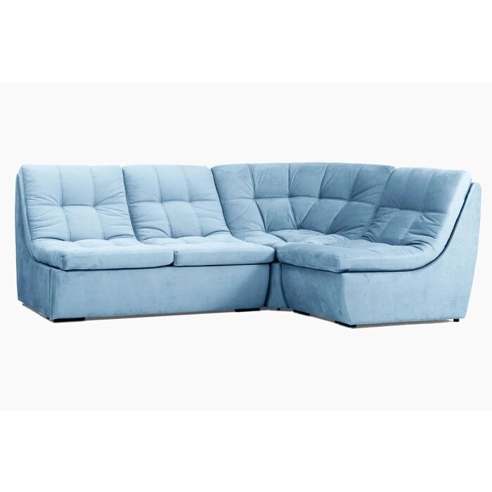 Угловой модульный диван "Барселона", механизм венеция, велюр, цвет синий от компании Интернет-гипермаркет «MALL24» - фото 1