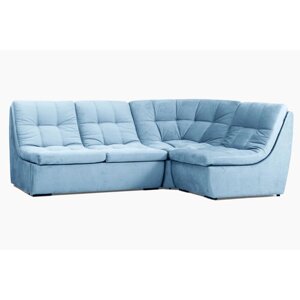 Угловой модульный диван "Барселона", механизм венеция, велюр, цвет синий