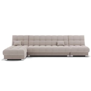 Угловой модульный диван "Фиеста 3", механизм книжка, велюр, цвет селфи 01
