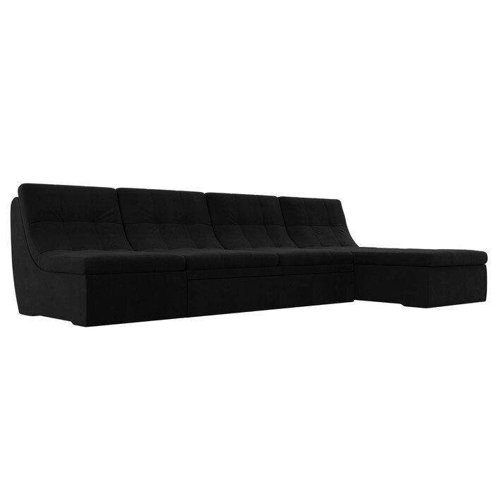 Угловой модульный диван "Холидей", механизм дельфин, микровельвет, цвет чёрный от компании Интернет-гипермаркет «MALL24» - фото 1