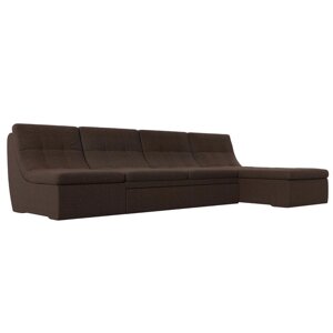 Угловой модульный диван "Холидей", механизм дельфин, рогожка, цвет коричневый