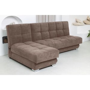 Угловой модульный диван "Рич", механизм книжка, велюр, цвет ultra chocolatte