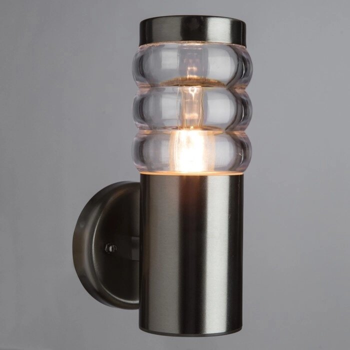 Уличный настенный светильник Arte Lamp Portica A8381AL-1SS, E27, 20 Вт, 9х14х23 см, серебристый от компании Интернет-гипермаркет «MALL24» - фото 1