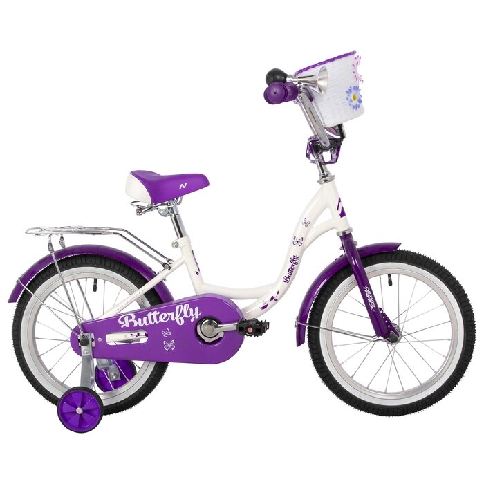 Велосипед 16" NOVATRACK BUTTERFLY, белый-фиолетовый от компании Интернет-гипермаркет «MALL24» - фото 1