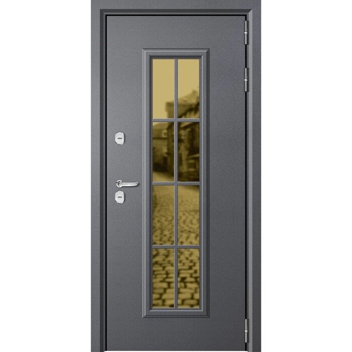 Входная дверь "Aurum", 10802050 мм, левая, цвет серый муар / софт белый от компании Интернет-гипермаркет «MALL24» - фото 1