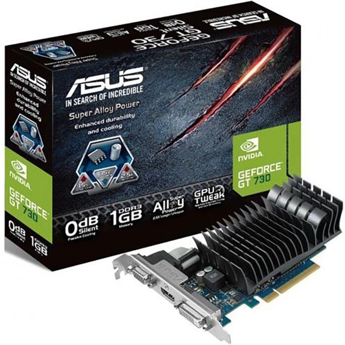 Видеокарта ASUS GEFORCE  GT730-SL-2GD5-BRK, 2 Гб, 64bit, GDDR5, DVI, HDMI, VGA от компании Интернет-гипермаркет «MALL24» - фото 1