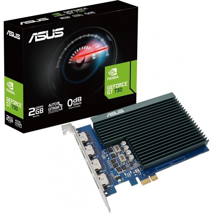 Видеокарта Asus PCI-E GT730-4H-SL-2GD5 GT 730, 2 Гб, 64 Bit, DDR5, 902/5010, HDMI , Ret от компании Интернет-гипермаркет «MALL24» - фото 1