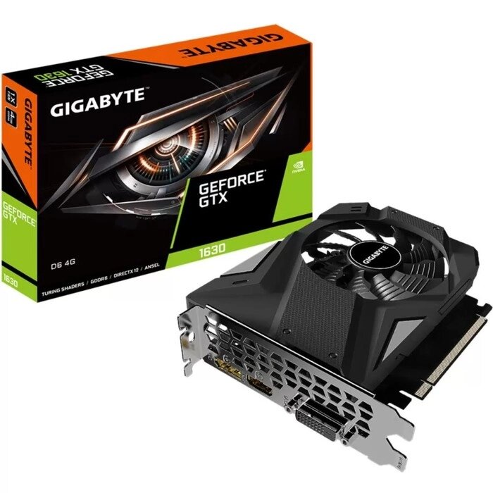 Видеокарта Gigabyte GEFORCE GTX1630, 4 Гб, 64bit, GDDR6, DVI, HDMI, DP от компании Интернет-гипермаркет «MALL24» - фото 1