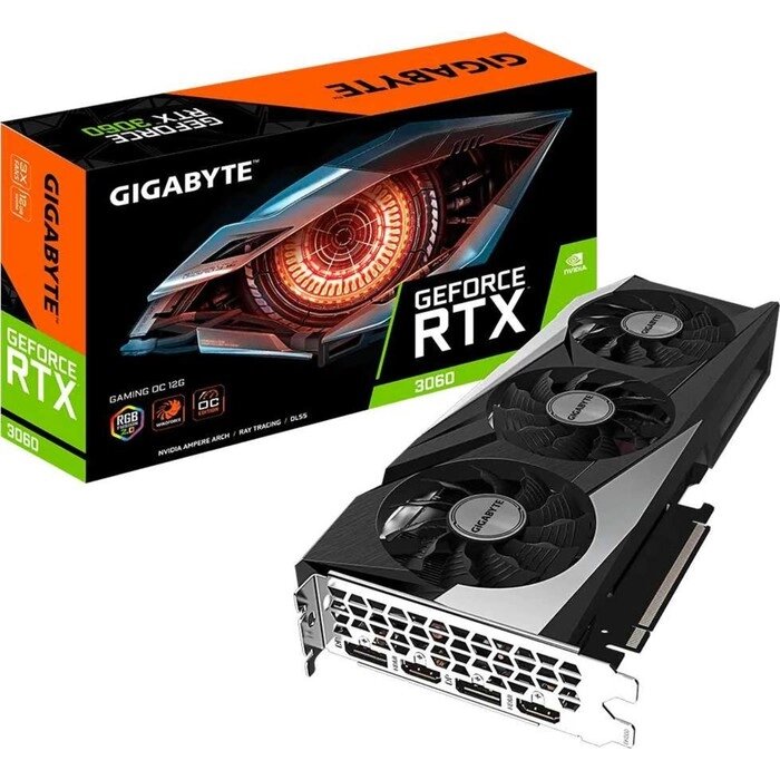 Видеокарта Gigabyte GV-N3060GAMING OC-12GD 2.0 LHR, GeForce RTX 3060, 12Gb, GDDR6, HDMI, DP   931137 от компании Интернет-гипермаркет «MALL24» - фото 1