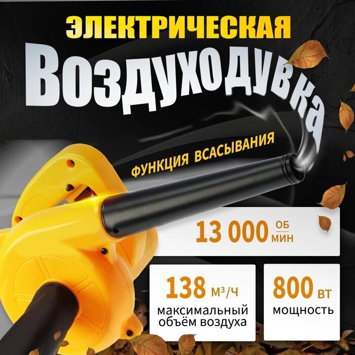 Воздуходувка электрическая ТУНДРА, функция всасывания, 800 Вт, 13000 об/мин, 138 м3/час от компании Интернет-гипермаркет «MALL24» - фото 1