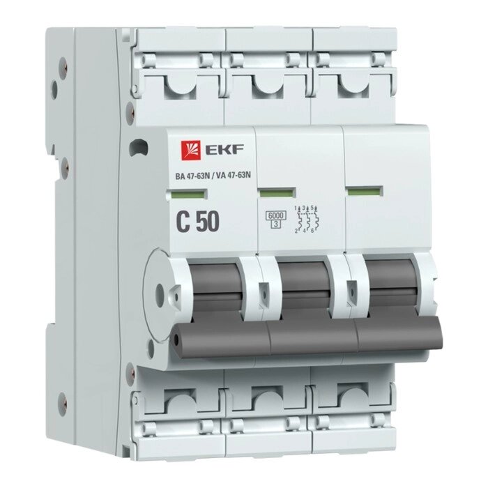 Выключатель автоматический 3п C 50А 6кА ВА 47-63N EKF PROxima EKF M636350C от компании Интернет-гипермаркет «MALL24» - фото 1