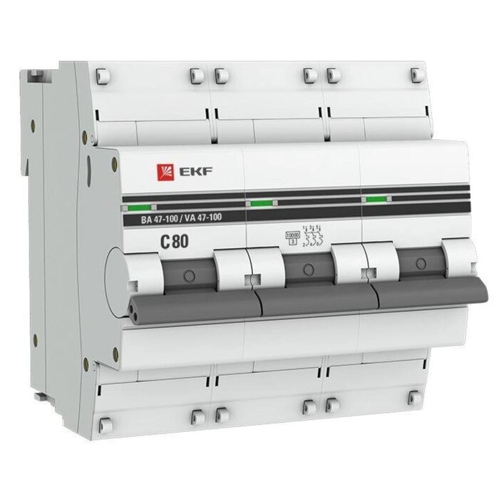 Выключатель автоматический EKF mcb47100-3-80C-pro 3п, 80А, 10кА от компании Интернет-гипермаркет «MALL24» - фото 1