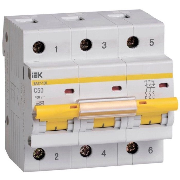 Выключатель автоматический IEK MVA40-3-050-C 3п, 50А, 10кА от компании Интернет-гипермаркет «MALL24» - фото 1