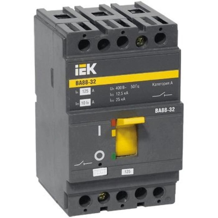Выключатель автоматический IEK, трехполюсный, 100 А, ВА 88-32, SVA10-3-0100 от компании Интернет-гипермаркет «MALL24» - фото 1