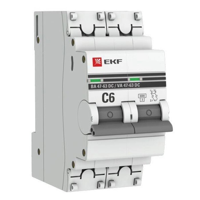 Выключатель автоматический модульный 2п C 6А 6кА ВА 47-63 DC PROxima EKF mcb4763-DC-2-06C-pro от компании Интернет-гипермаркет «MALL24» - фото 1