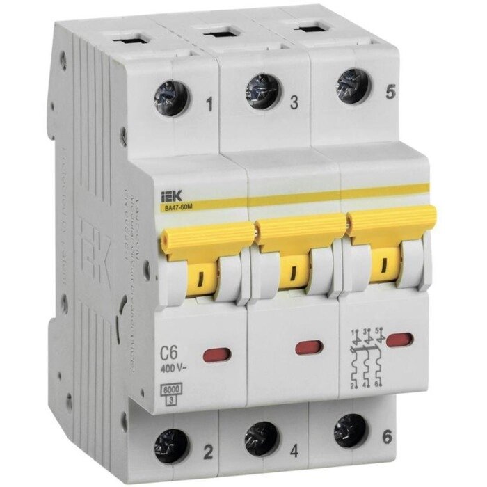 Выключатель автоматический модульный 3п C 6А 6кА ВА47-60M IEK MVA31-3-006-C от компании Интернет-гипермаркет «MALL24» - фото 1