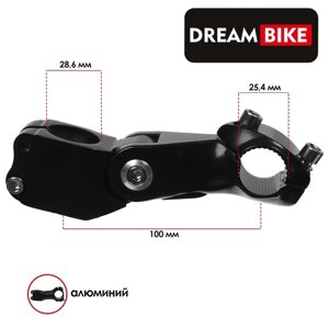 Вынос руля Dream Bike 1-1/8", 100мм, под руль 25,4мм, регулируемый по высоте, алюминий