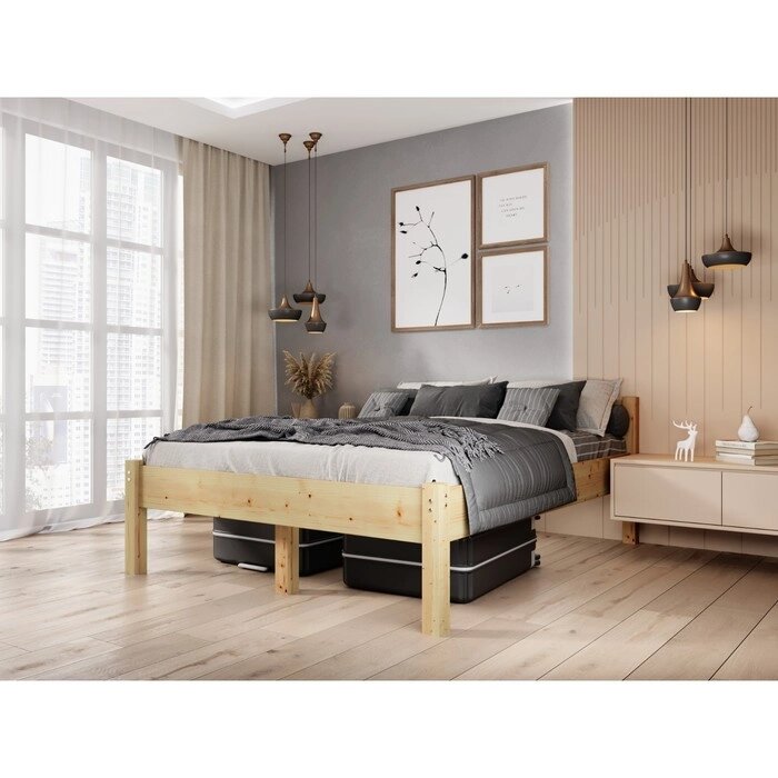 Высокая кровать "Виста", 1200  2000 мм, массив, без покрытия, цвет сосна от компании Интернет-гипермаркет «MALL24» - фото 1