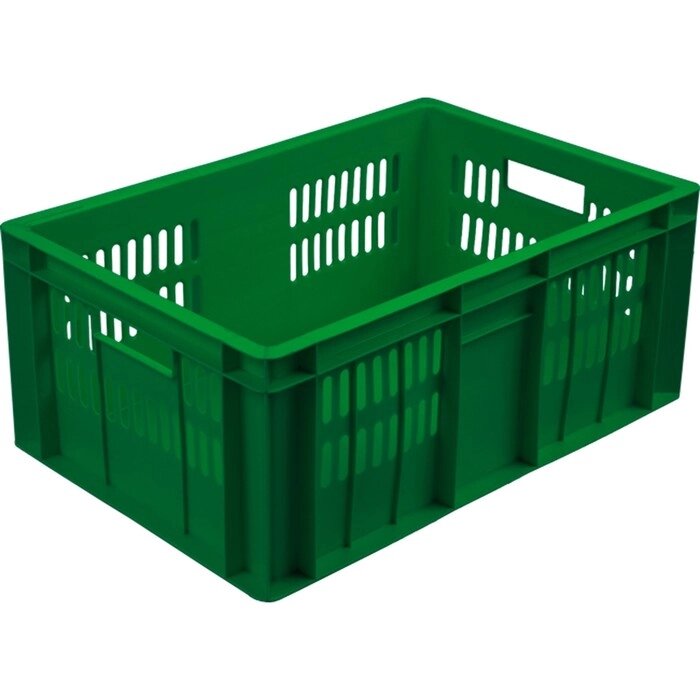 Ящик колбасный, перфорированный, дно сплошное 600х400х250 зеленый от компании Интернет-гипермаркет «MALL24» - фото 1