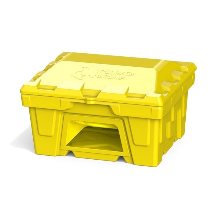Ящик с крышкой и дозатором, 250 л, для песка, соли, реагентов, цвет жёлтый от компании Интернет-гипермаркет «MALL24» - фото 1