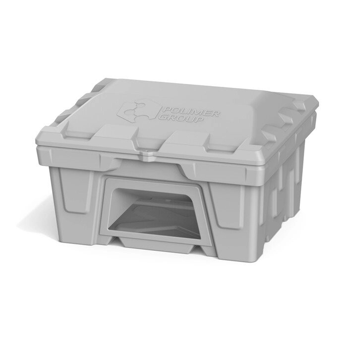 Ящик с крышкой и дозатором, 500 л, для песка, соли, реагентов, цвет серый от компании Интернет-гипермаркет «MALL24» - фото 1