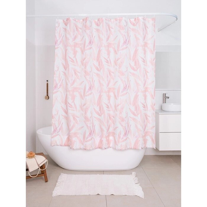 Занавеска Akvarel, для ванной комнаты, тканевая 180х180 см, цвет розовый белый от компании Интернет-гипермаркет «MALL24» - фото 1