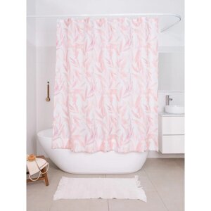 Занавеска Akvarel, для ванной комнаты, тканевая 180х180 см, цвет розовый белый