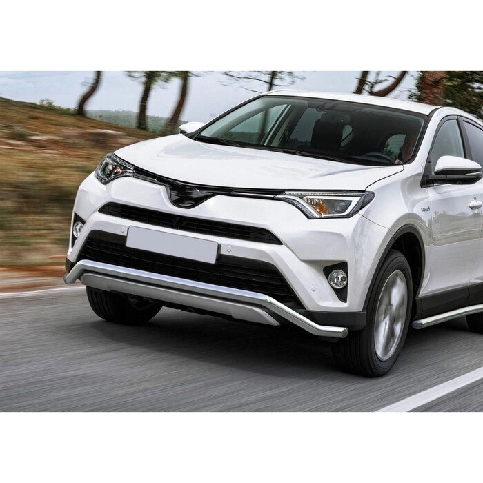 Защита переднего бампера d57 волна Rival для Toyota RAV4 CA40 рестайлинг 2015-2019, нерж. сталь, R. 5718.002 от компании Интернет-гипермаркет «MALL24» - фото 1