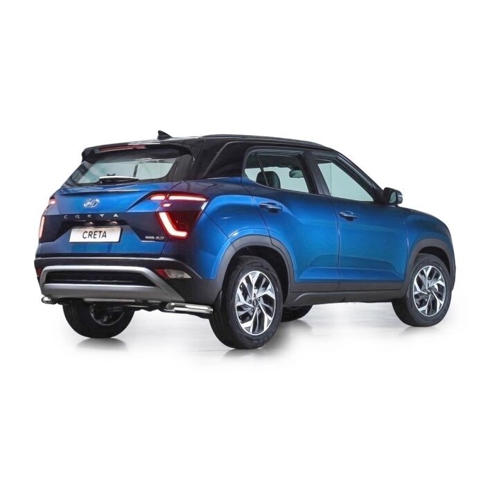 Защита заднего бампера d57 уголки Rival, Hyundai Creta II 2021-н. в., нерж. сталь, 2 части, R. 2315.002 от компании Интернет-гипермаркет «MALL24» - фото 1