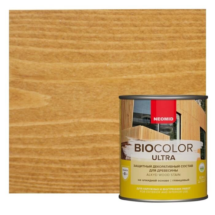 Защитный декоративный состав для древесины NEOMID BioColor ULTRA дуб глянцевый 9л от компании Интернет-гипермаркет «MALL24» - фото 1