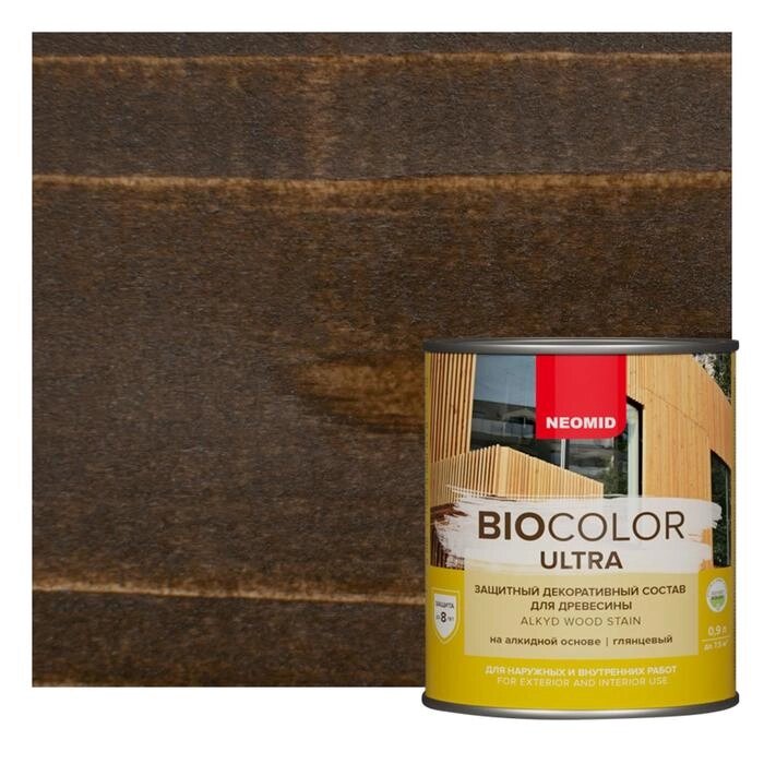 Защитный декоративный состав для древесины NEOMID BioColor ULTRA палисандр глянцевый 9л от компании Интернет-гипермаркет «MALL24» - фото 1