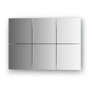 Зеркальная плитка с фацетом 10 мм, комплект 6 шт квадрат 15 х 15 см, серебро Evoform